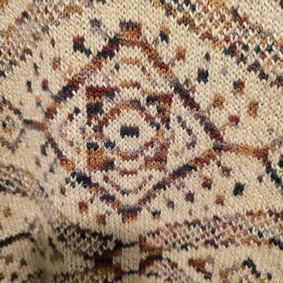Vintage 90s Sweater Mohair Wool Blend Large Mock Neck Knit Multi Moroccan Patter - Picture 9 of 10